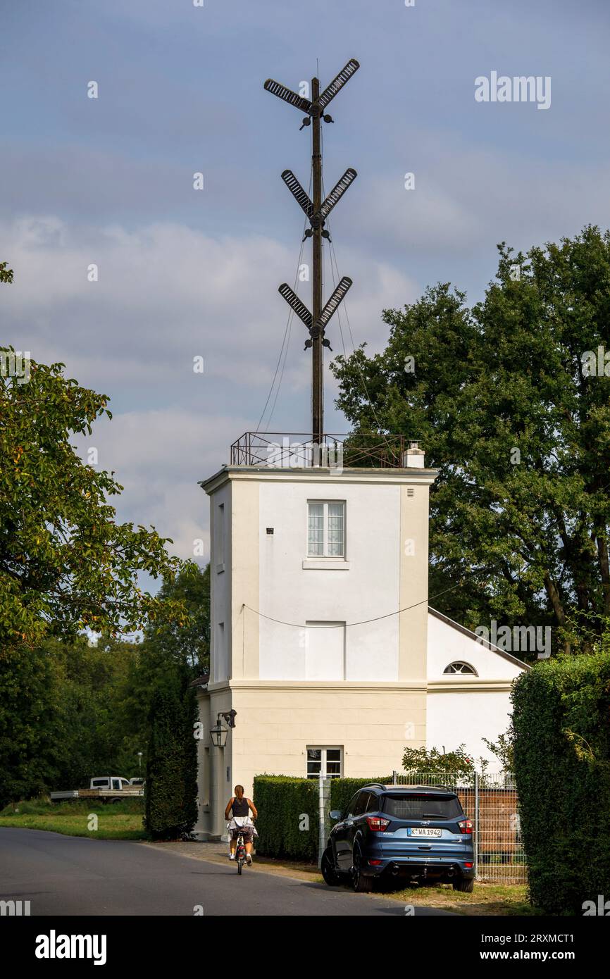 Preußischer optischer Telegraph im Bezirk Flittard, Köln. Telegraphenstation Nr. 50 des Semaphore-Systems, das zwischen 1832 und 1849 existierte Stockfoto