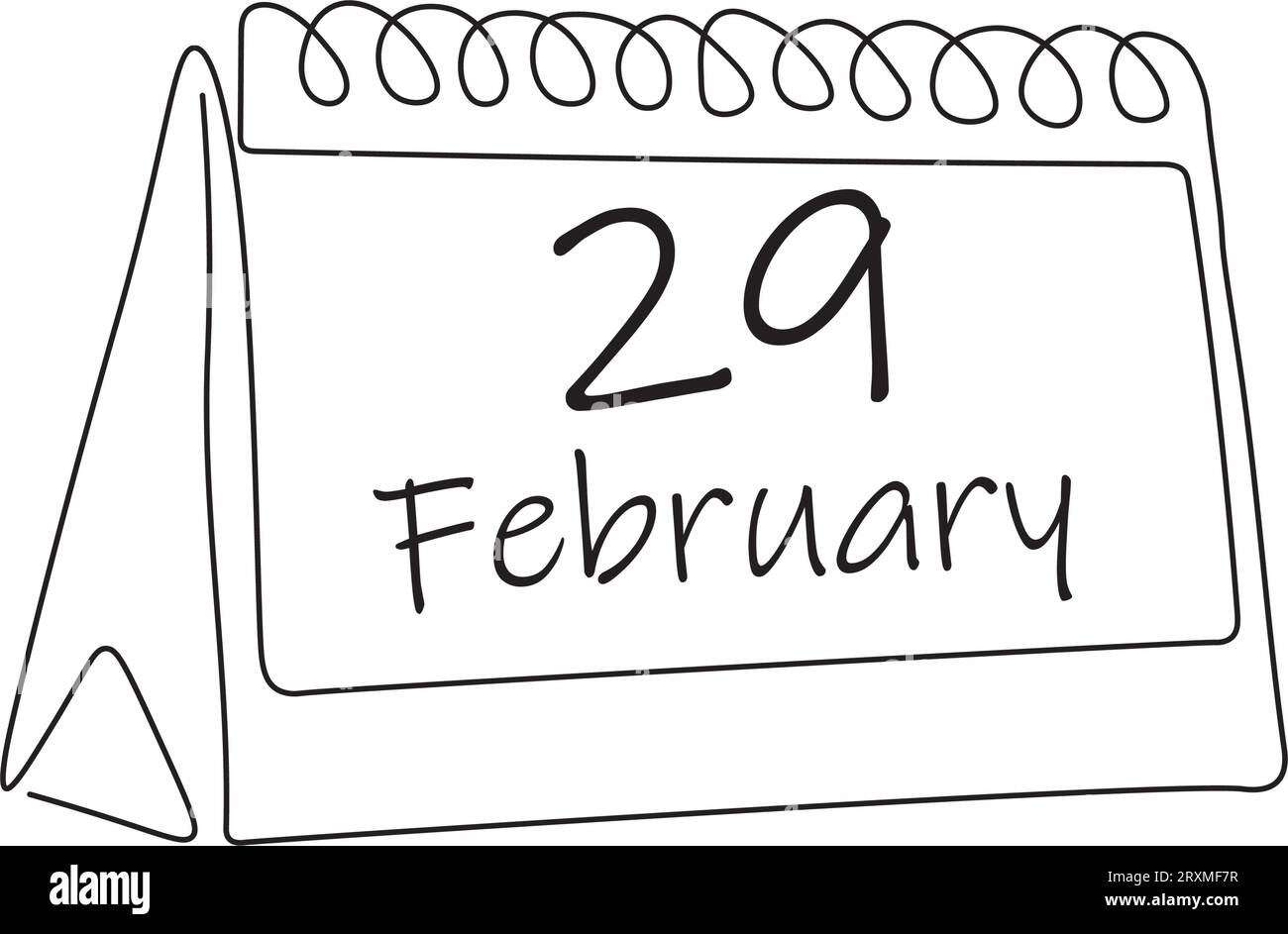 Loseblatt-Kalender mit fortlaufender Linienzeichnung. Kalenderseite 29. Februar, Monat 2024 oder 2028 und 366 Tage. 29. februar, heute noch ein Sonderangebot da Stock Vektor