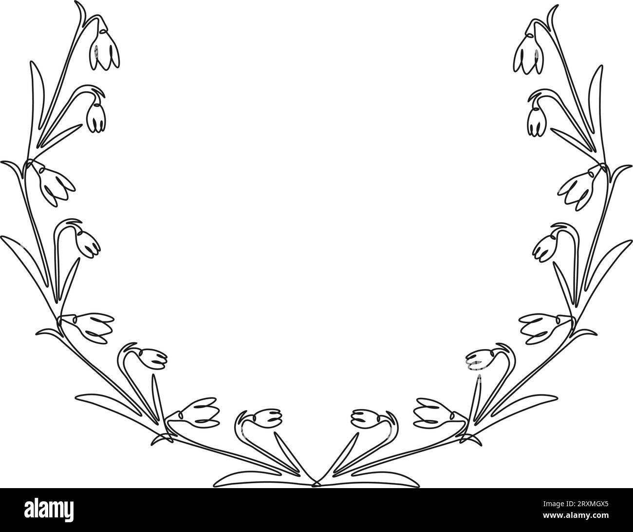 Schneeglöckchen von Hand gezeichneter Blumenkranz. Romantischer Vintage-Rahmen mit Blumendesign. Blumenarrangement für Hochzeitseinladung, Geburtstag. Vektorillustration Stock Vektor