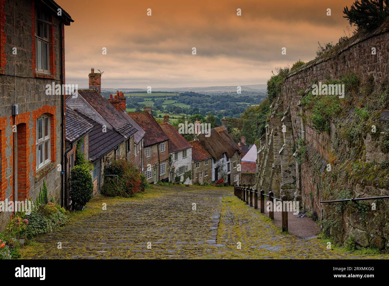 Gold Hill Shaftesbury Dorset England, auch bekannt als Hovis Hill Stockfoto