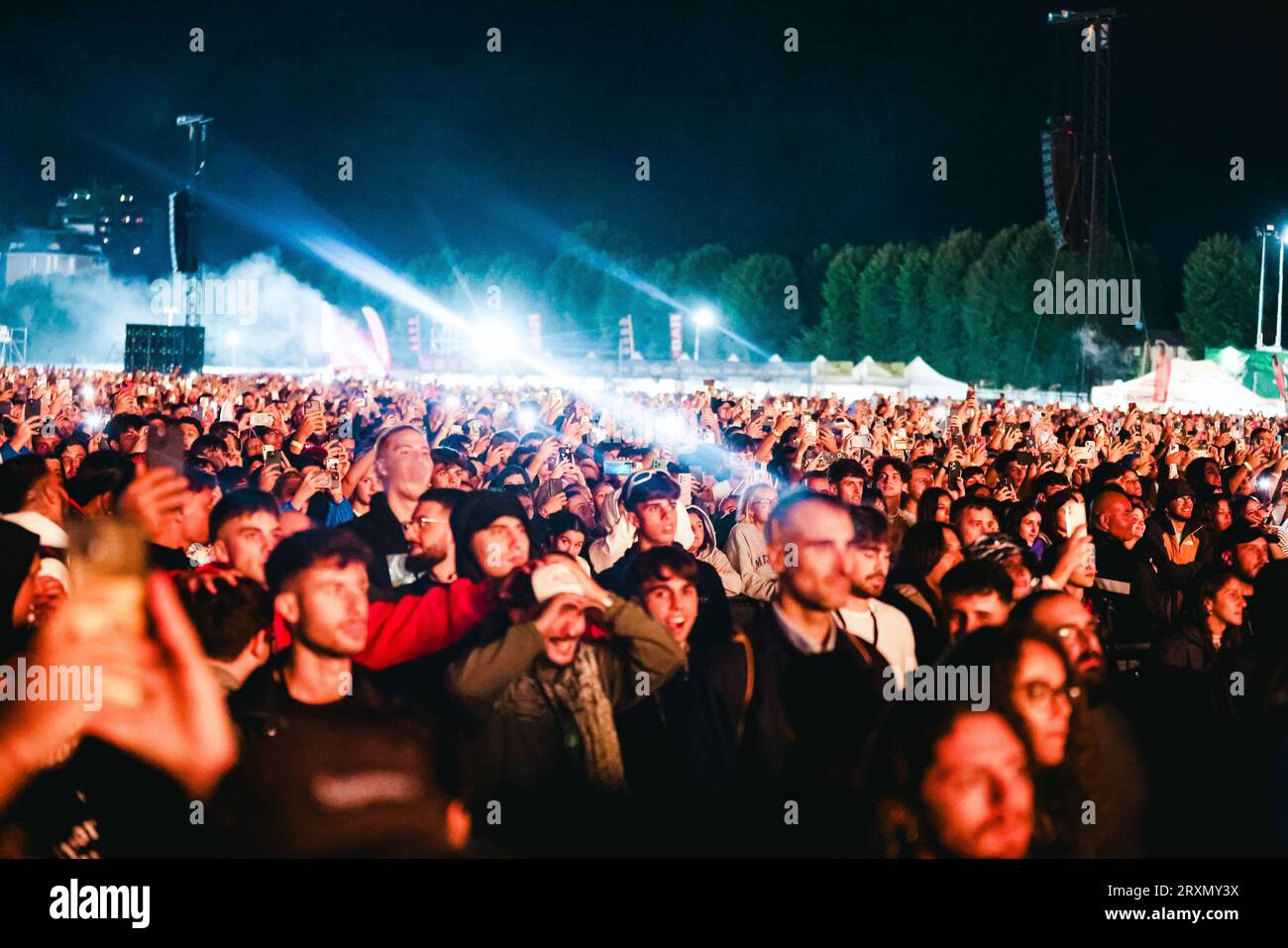 Mailand, Italien. September 2023. Marracash, Salmo undNGFibra treten live beim Marrageddon Festival im Ippodromo SNAI La Maura am 23. September 2023 in Mailand auf (Foto: Alessandro Bremec/NurPhoto)0 Credit: NurPhoto SRL/Alamy Live News Stockfoto