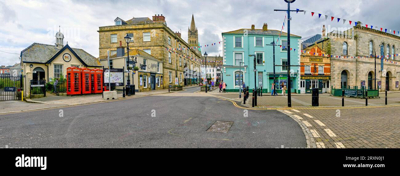 Lemon Street Ecke mit Lemon Quay und Back Quay, Truro, England, Großbritannien Stockfoto