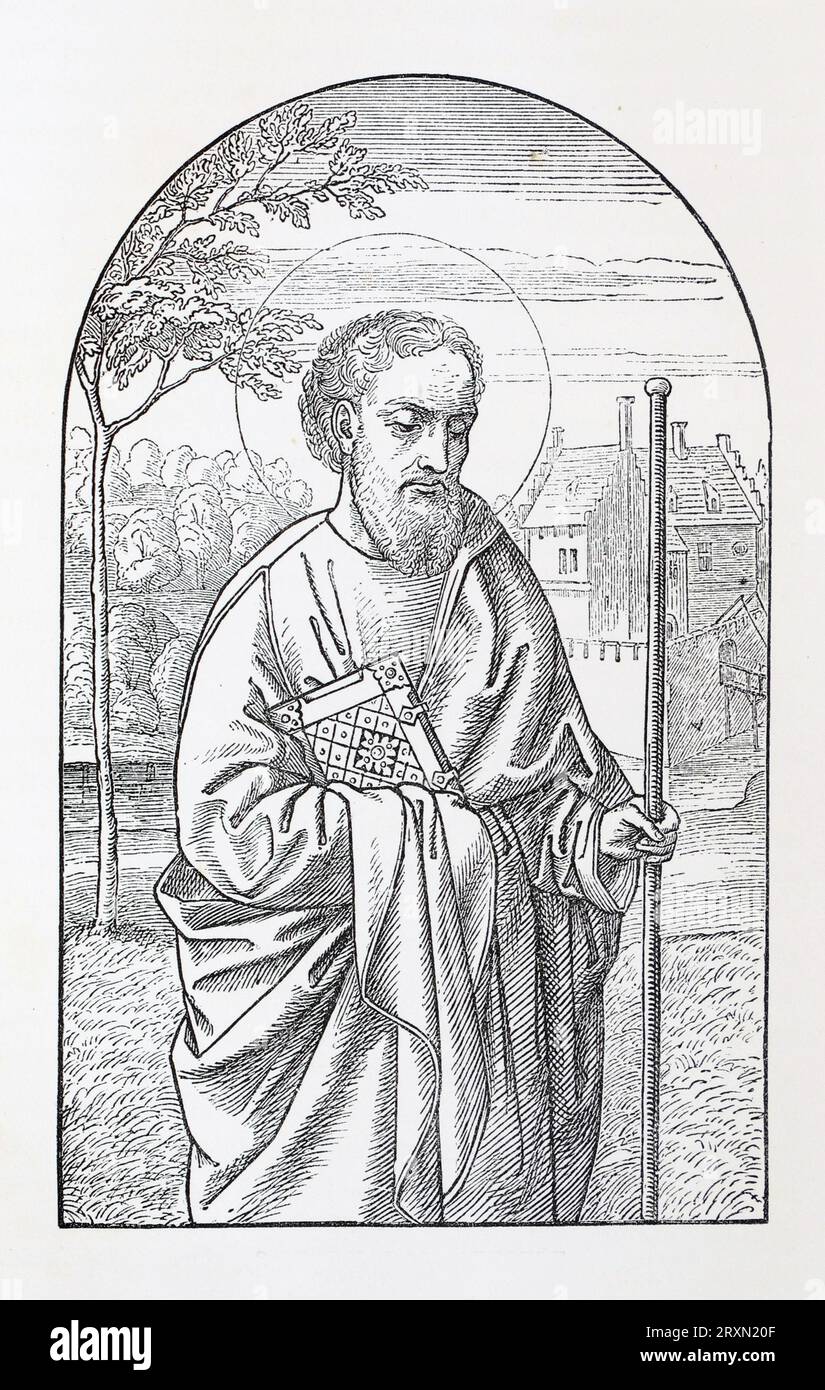 Porträt des hl. Barnabas aus dem Wiener Messbuch. Gravur von Leben der Heiligen von Sabin Baring-Gould, veröffentlicht 1897. Stockfoto