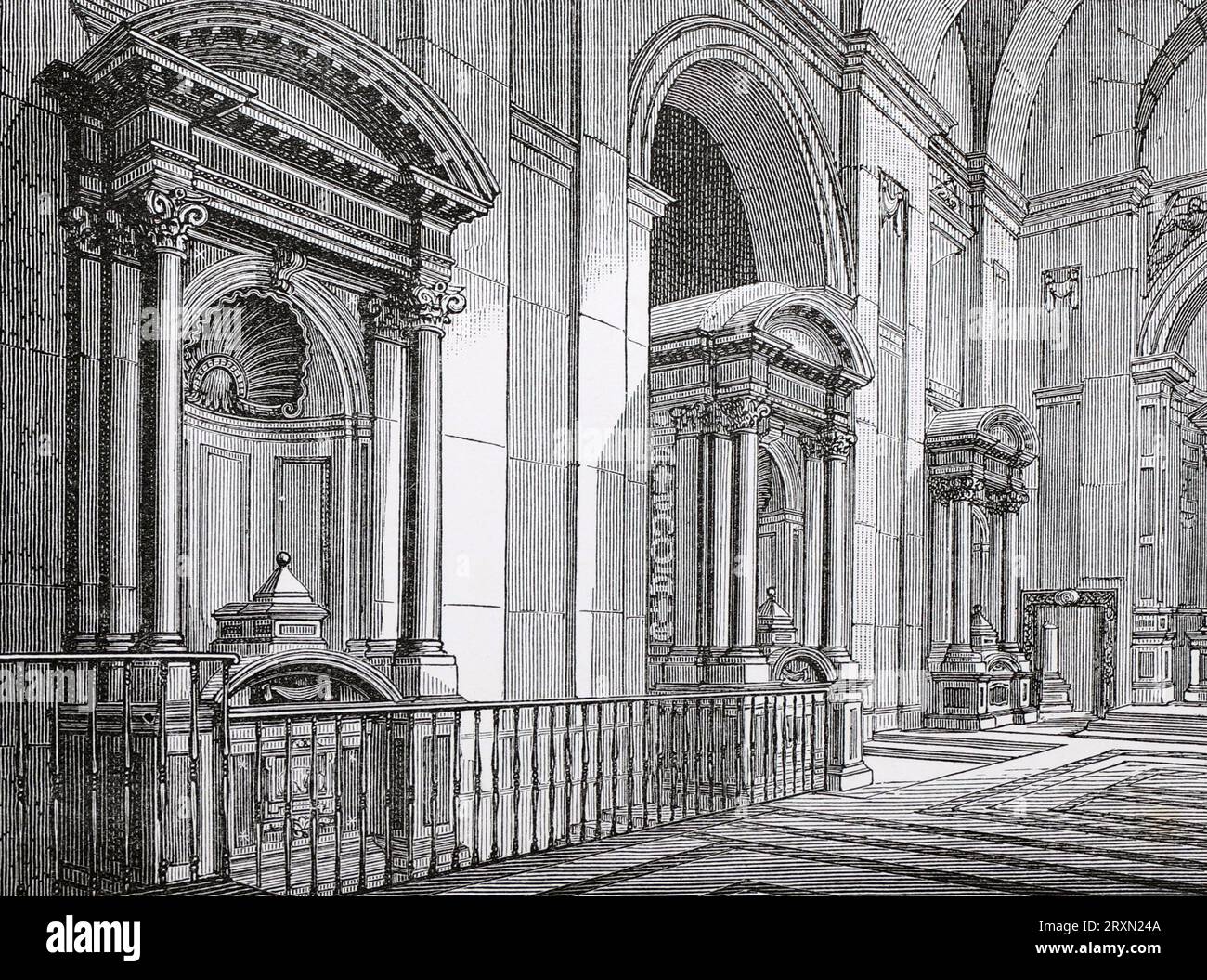 Kirche der drei Brunnen, Rom, Italien. Gravur von Leben der Heiligen von Sabin Baring-Gould, veröffentlicht 1897. Stockfoto