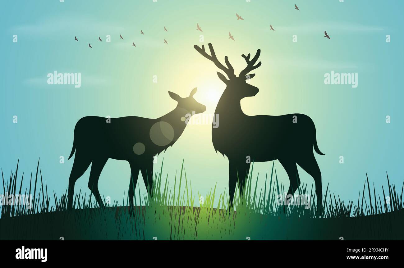 Silhouette im Hirschdesign. Handgezeichnete Vektorillustration im Minimalismus-Stil Stock Vektor