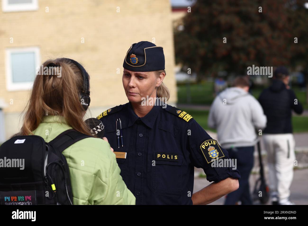 In einem Wohnhaus in Linköping, Schweden, ist am frühen Dienstagmorgen eine Explosion aufgetreten. Im Bild: Ann Christine Rehnström, Polizeichefin Linköping. Stockfoto