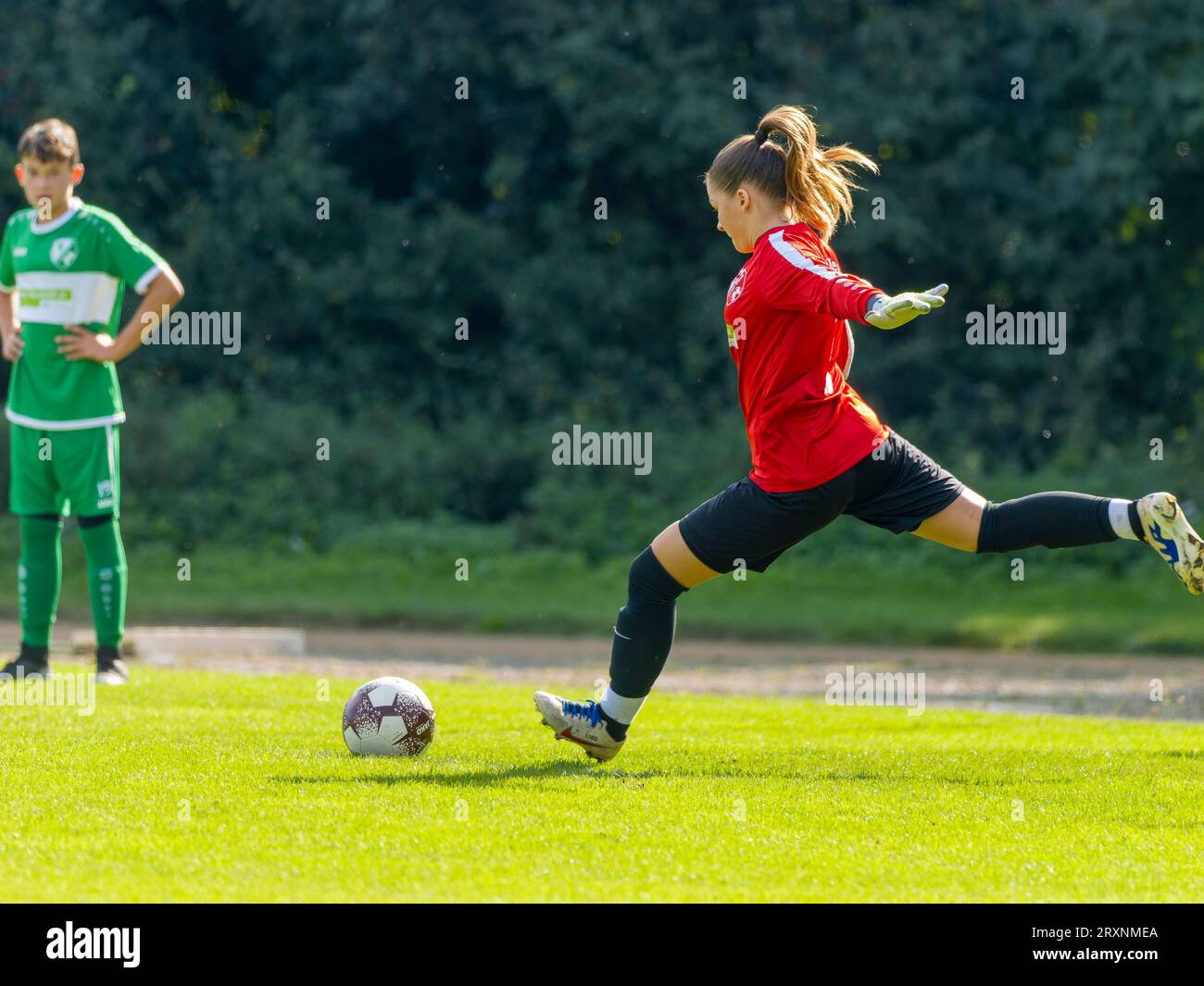 Fußball Jugend, Mädchen, Spiel und Training, Stadion der Voelkerfreundschaft, Lübeck, Brandenburg, Deutschland Stockfoto