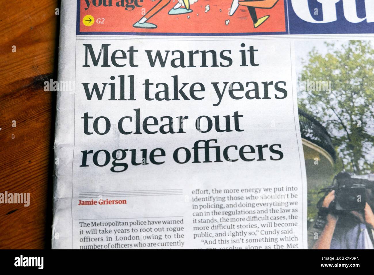 „Met warnt davor, dass es Jahre dauern wird, bis die Webseite der Guardian-Zeitung „Metropolitan Police“, artikel 19. September 2023, Großbritannien, von den Schurken befreit wird Stockfoto