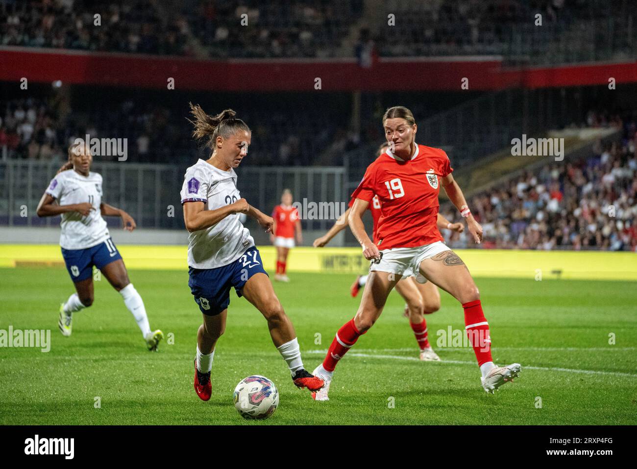 Wien, Österreich. 26. September 2023. Österreich - Frankreich FIFA Women’s Nation League 2023/24 Fußballspiel, erste Hälfte ©Andreas Stroh / Alamy Live News Stockfoto