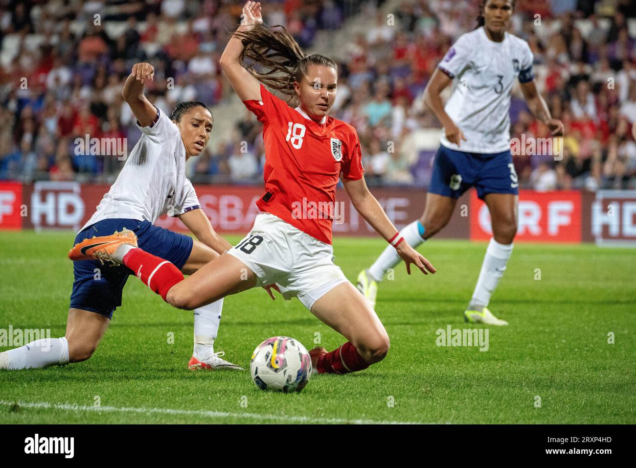 Wien, Österreich. 26. September 2023. Österreich - Frankreich FIFA Women’s Nation League 2023/24 Fußballspiel, zweite Hälfte ©Andreas Stroh / Alamy Live News Stockfoto