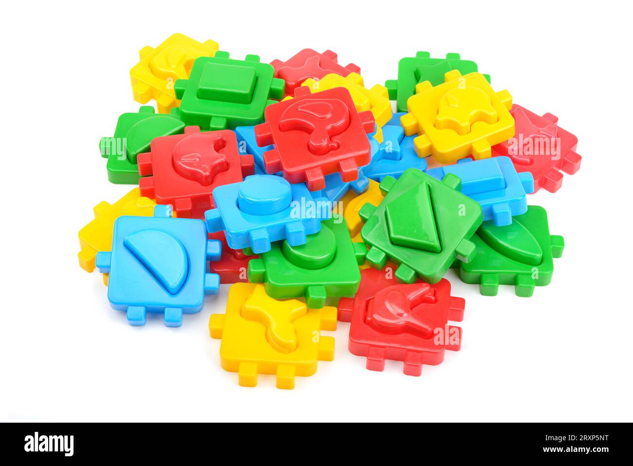 Spielzeug für Kinder, die isoliert auf weißem Hintergrund. Stockfoto
