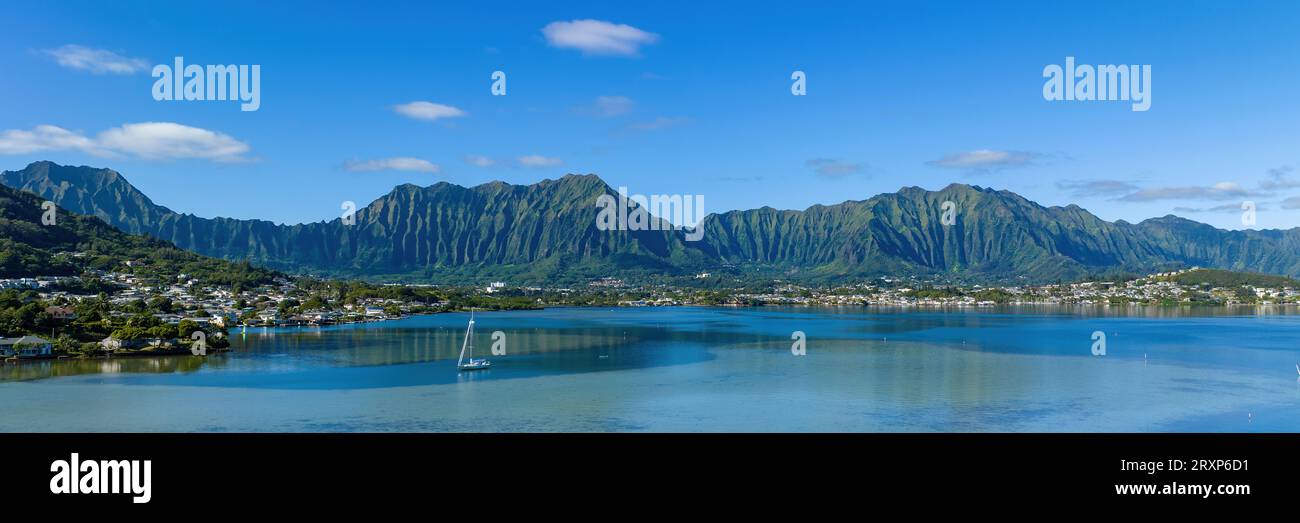 Drone View of Kaneohe Bay, Kaneohe, Hawaii, USA Stockfoto