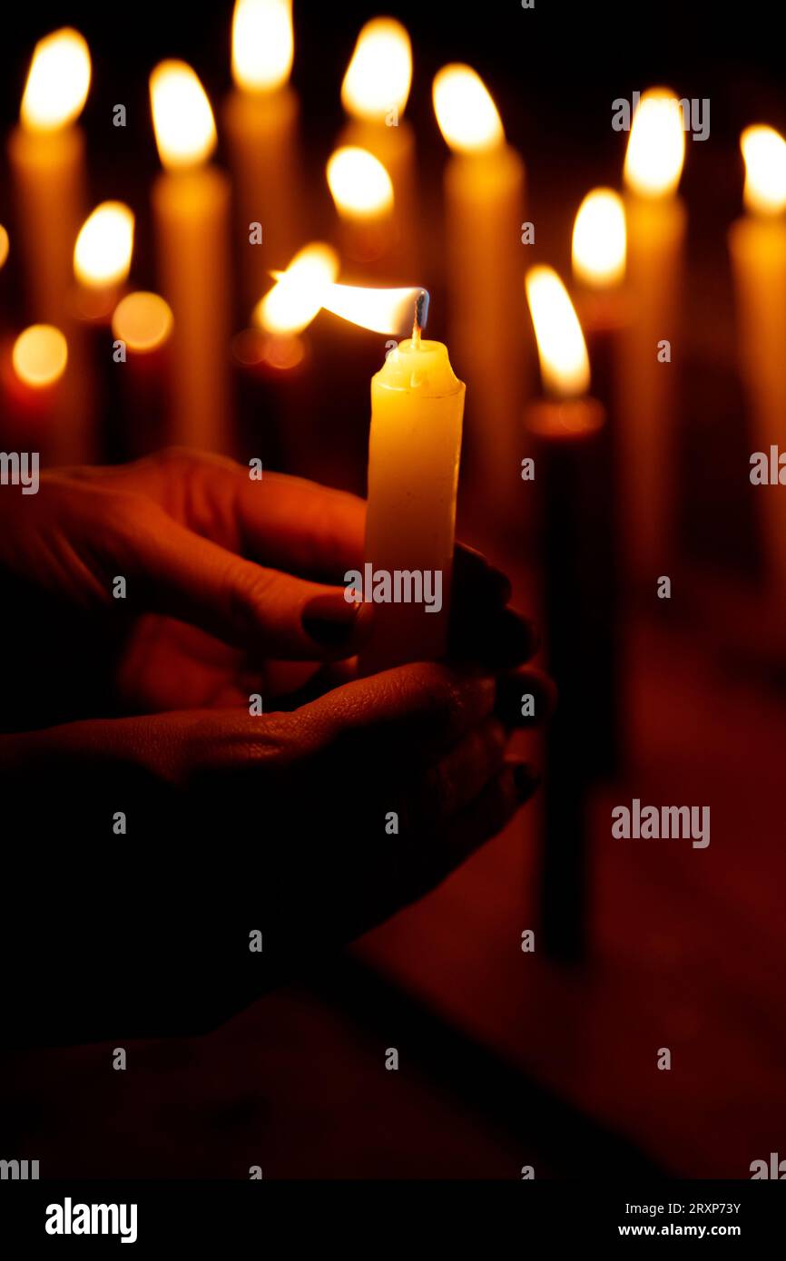 Dia de las velitas Colombia, 7 de diciembre Virgen Maria Stockfoto