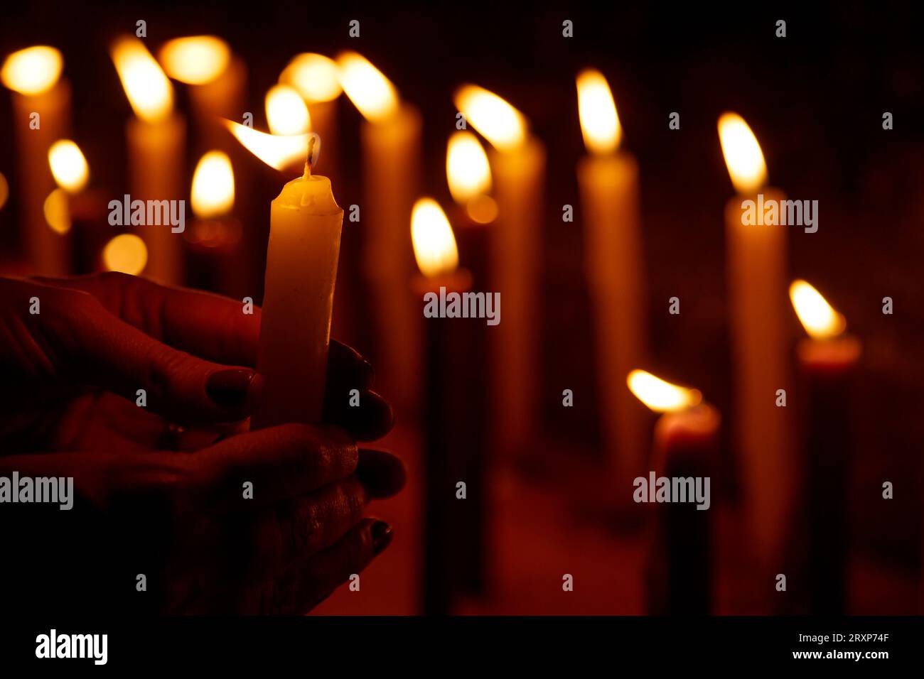 Dia de las velitas Colombia, 7 de diciembre Virgen Maria Stockfoto