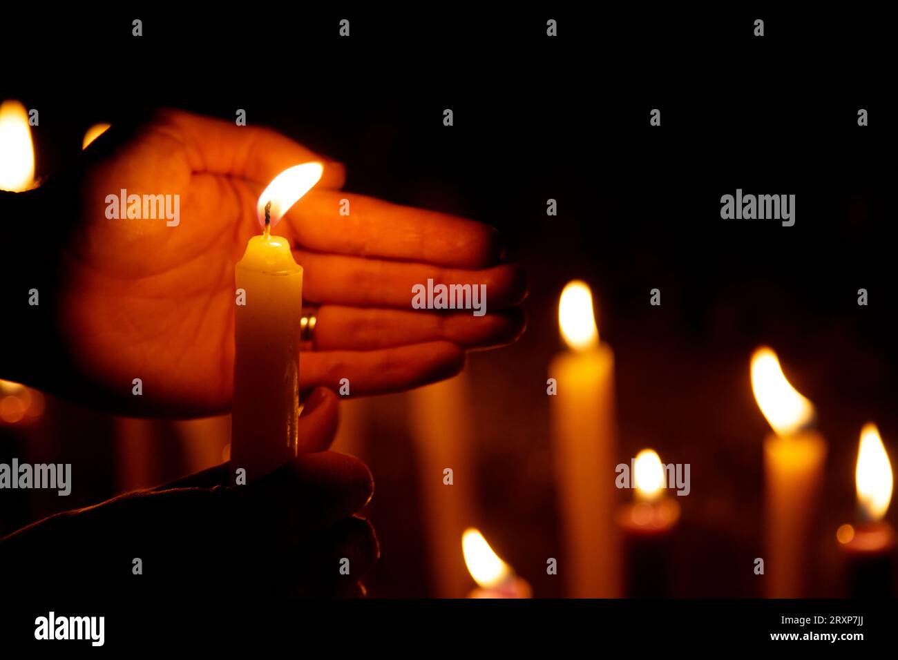 Dia de las velitas Colombia, 7 de diciembre Virgen Maria Stockfoto