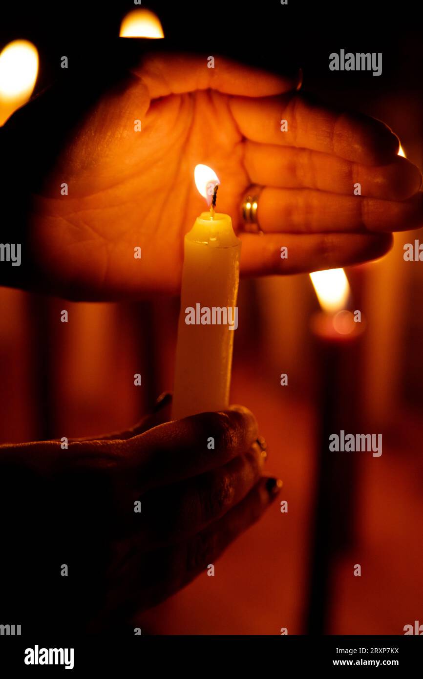 Dia de las velitas Colombia, 7 de diciembre Virgen Maria Stockfoto