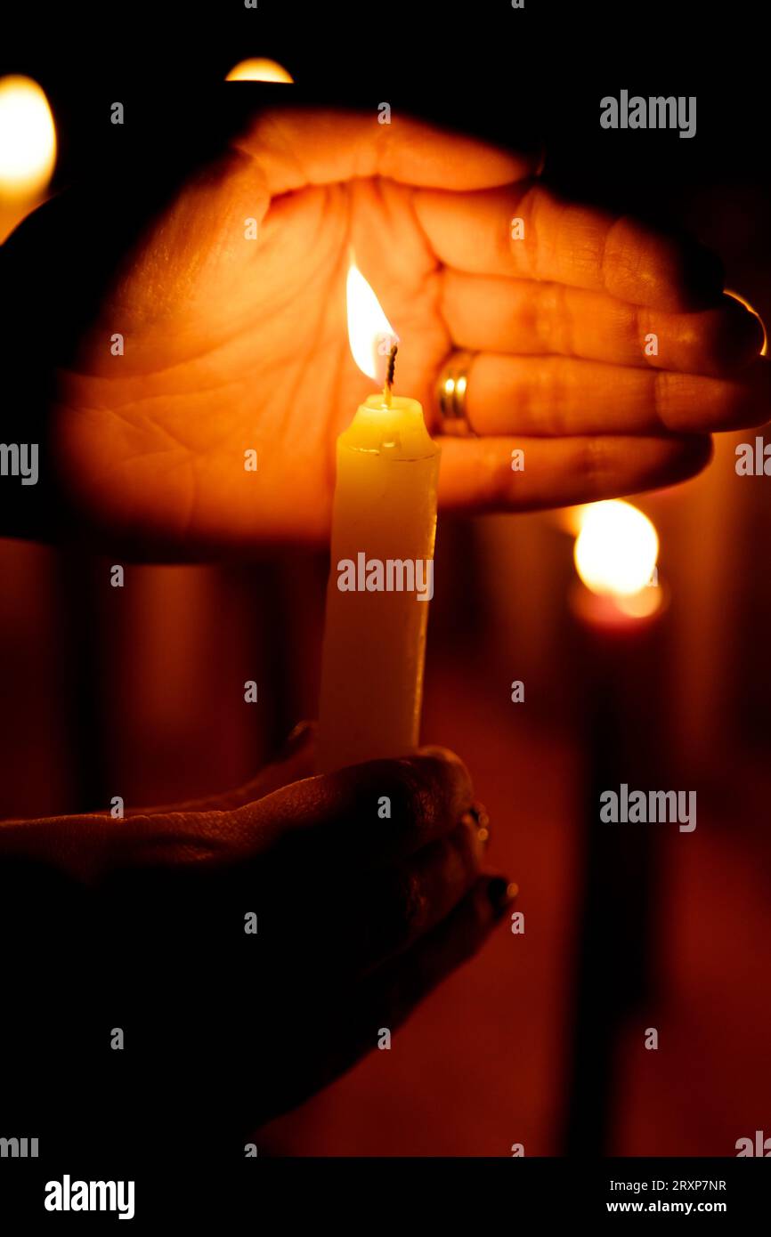 Dia de las velitas Colombia, 7 de diciembre Virgen Maria Stockfoto