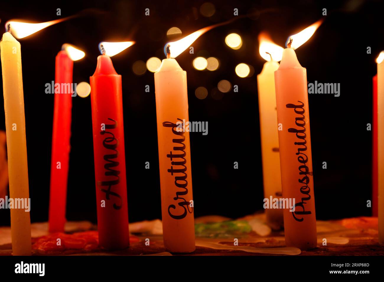 Dia de las velitas Colombia, 7 de diciembre Virgen Maria Stockfoto