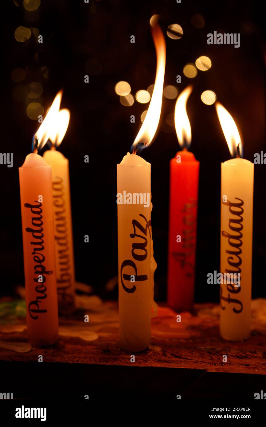 Dia de las velitas Colombia, 7 de diciembre Virgen Maria Stockfoto