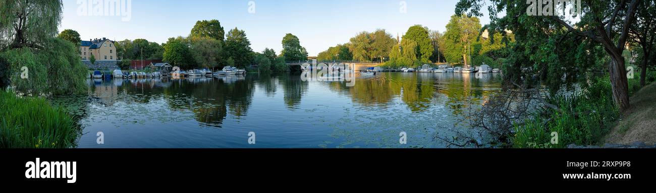 Reimersholme Insel im Sommer, Stockholm, Stockholm County, Schweden Stockfoto