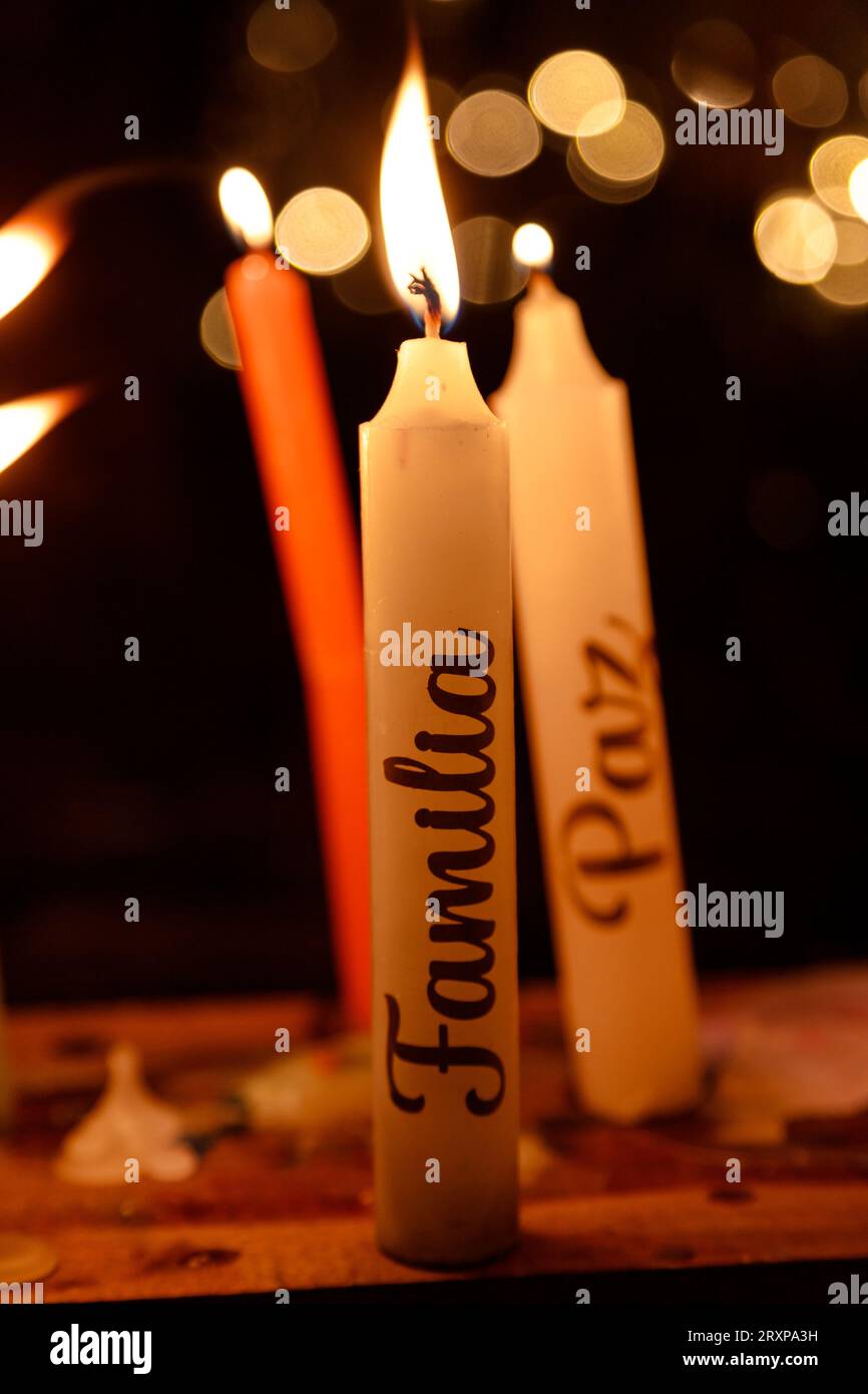 Dia de las velitas Colombia, 7 de diciembre Virgen Maria Stockfoto