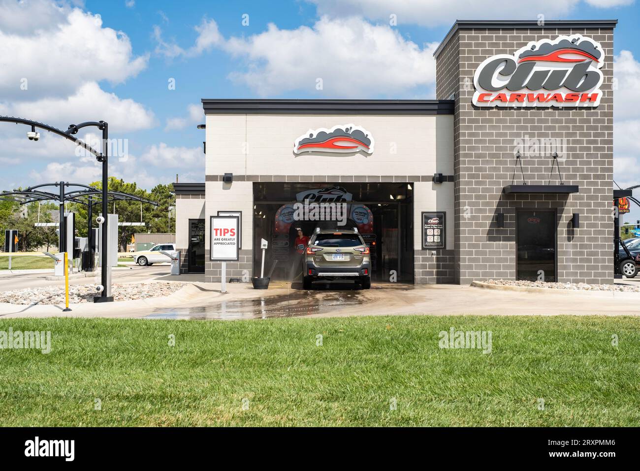 Club Carwash, eine Autowaschanlage in Wichita, Kansas, USA. Stockfoto
