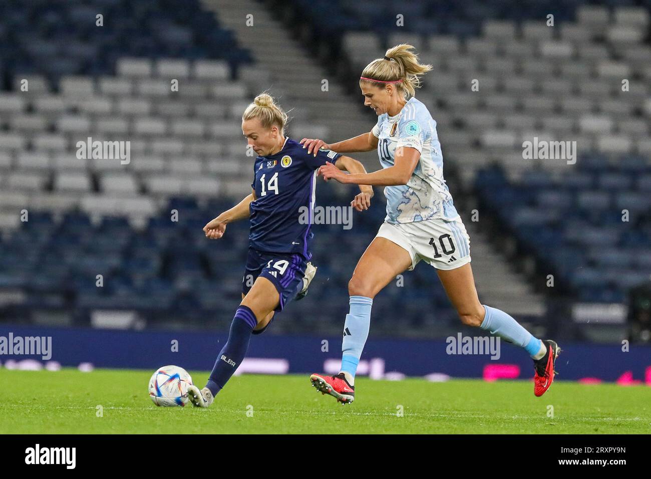 26. September, Glasgow, Großbritannien. Im ersten Heimspiel für Schottland in der neuen UEFA Women's Nations League spielt Schottland Belgien im Hampden Park, Glasgow, Schottland, Vereinigtes Königreich. Quelle: Findlay/Alamy Live News Stockfoto