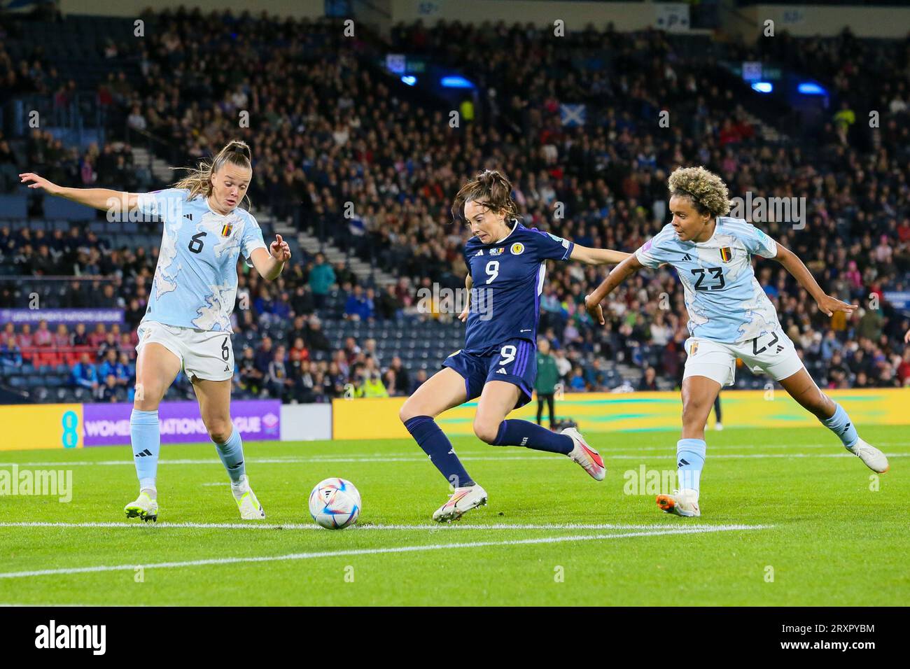 26. September, Glasgow, Großbritannien. Im ersten Heimspiel für Schottland in der neuen UEFA Women's Nations League spielt Schottland Belgien im Hampden Park, Glasgow, Schottland, Vereinigtes Königreich. Quelle: Findlay/Alamy Live News Stockfoto