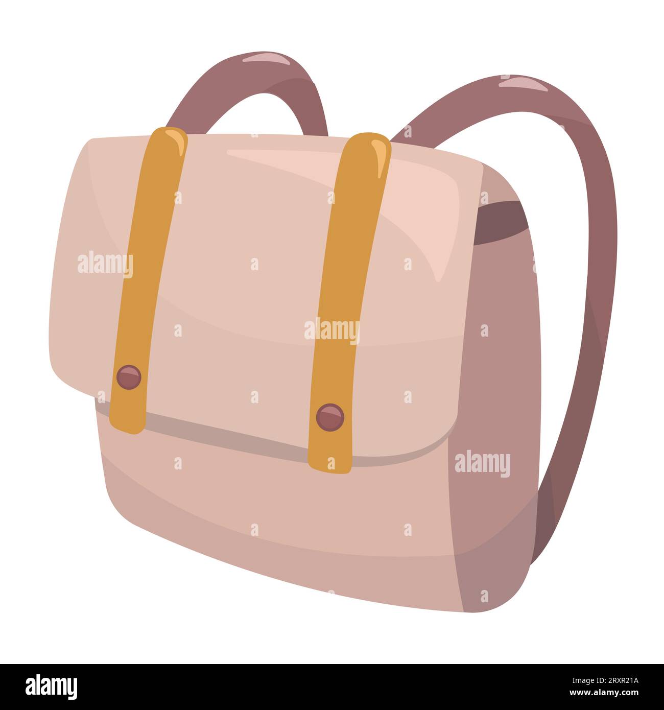 Niedlicher beiger Rucksack im Boho-Stil, Tasche für Schule und Reise, Vektorfarbenillustration Stock Vektor