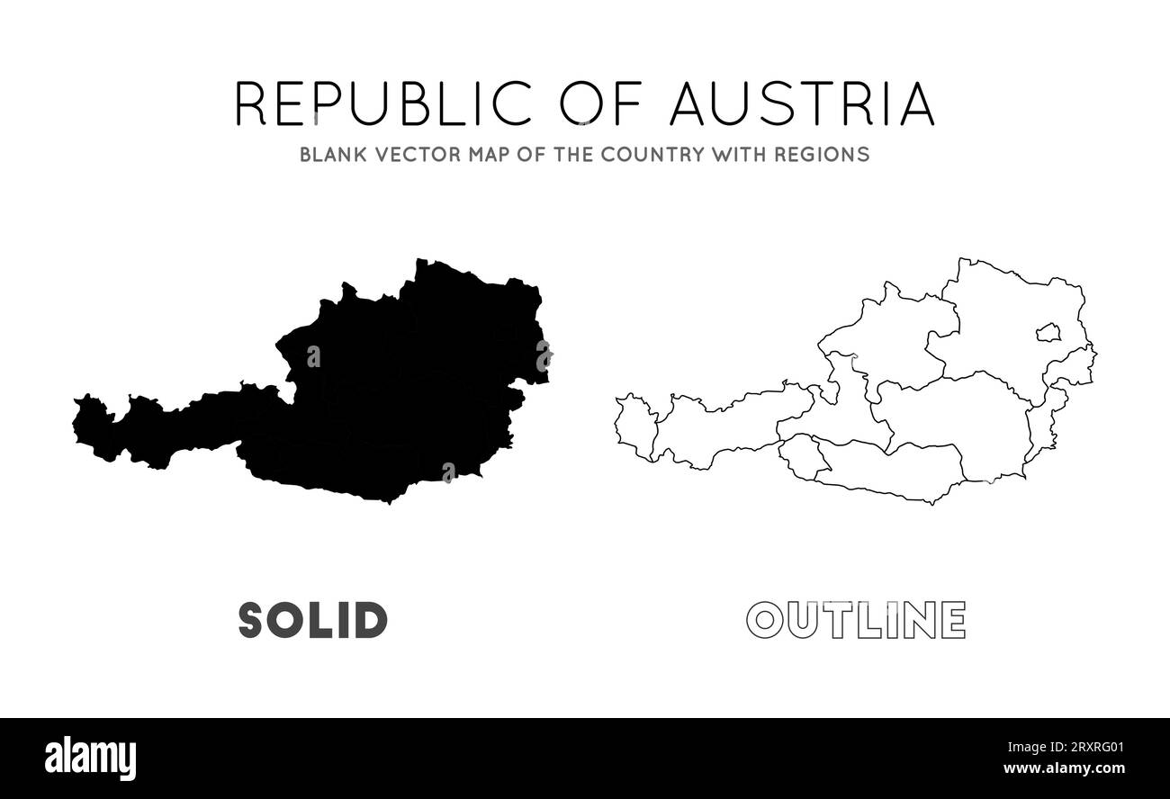 Österreich-Karte. Leere Vektorkarte des Landes mit Regionen. Grenzen Österreichs für Ihre Infografik. Vektorillustration. Stock Vektor