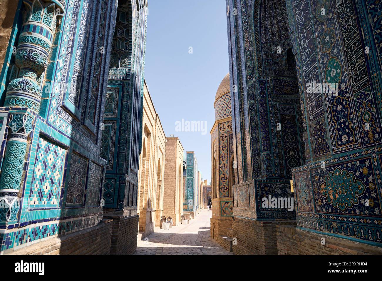 Komplex der Mausoleen Shahi Zinda in Samarkand, Usbekistan Stockfoto