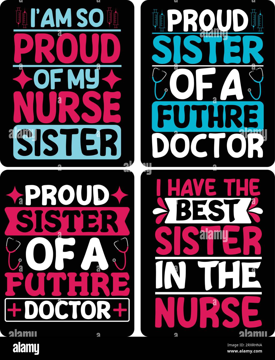 SISTER T-SHIRT-DESIGN wenn Sie möchten, können Sie es für andere Zwecke verwenden, wie Becher-Design, Aufkleber-Design, Wasserflaschen-Design und so weiter Stock Vektor