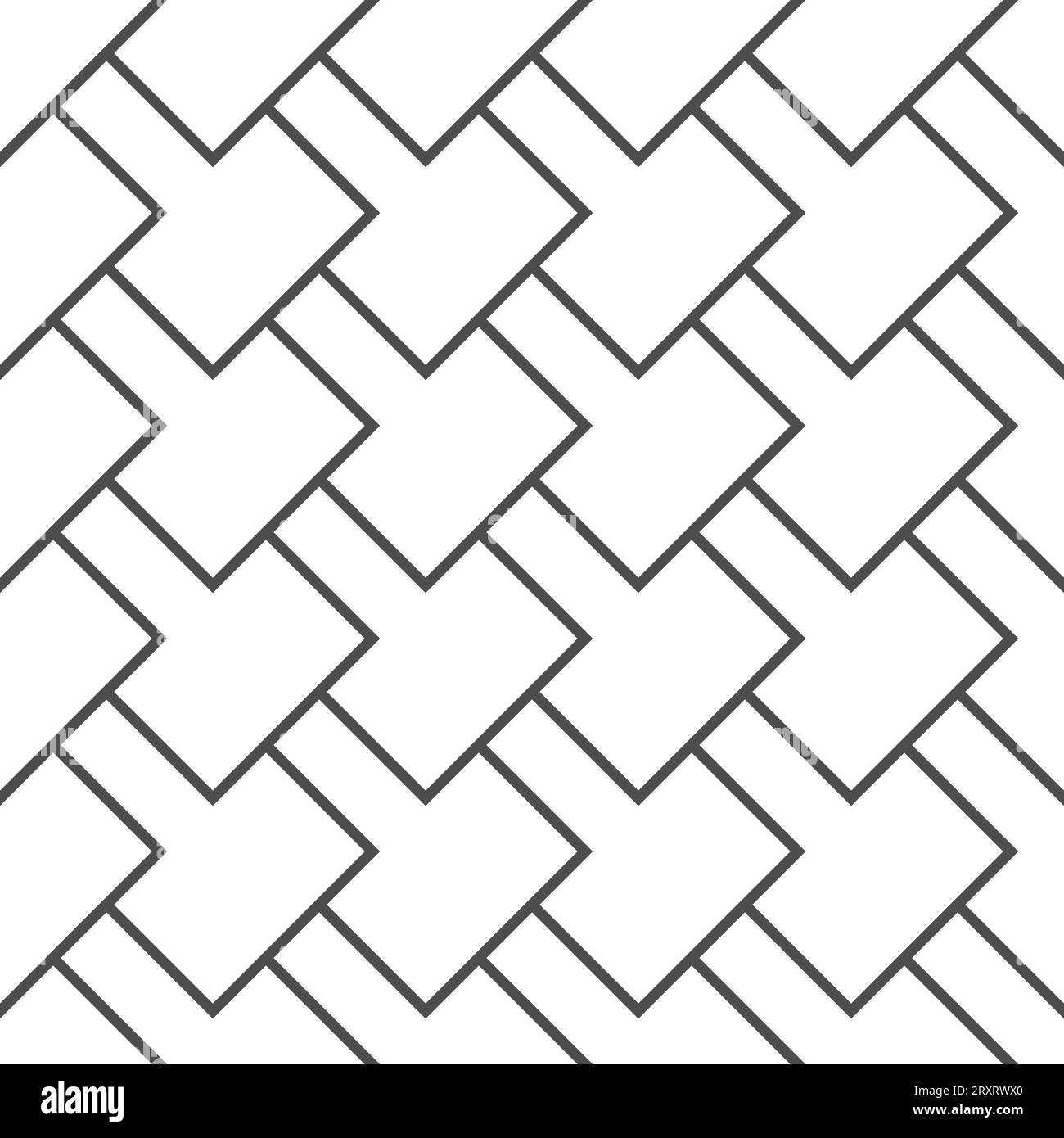 Nahtloses Muster der quadratischen Dachfliesen. Drachen und Fische skalieren nahtlosen Hintergrund. Einfaches abstraktes Linienmuster. Vektorillustration auf weißem Hintergrund Stock Vektor