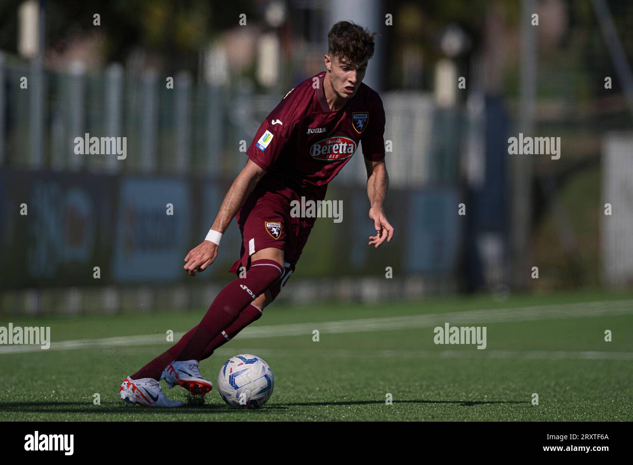 Marco Dalla Vecchia vom FC Turin U19 in Aktion während des Primavera 1 Fußballspiels zwischen dem FC Turin U19 und AS Roma U19. Stockfoto