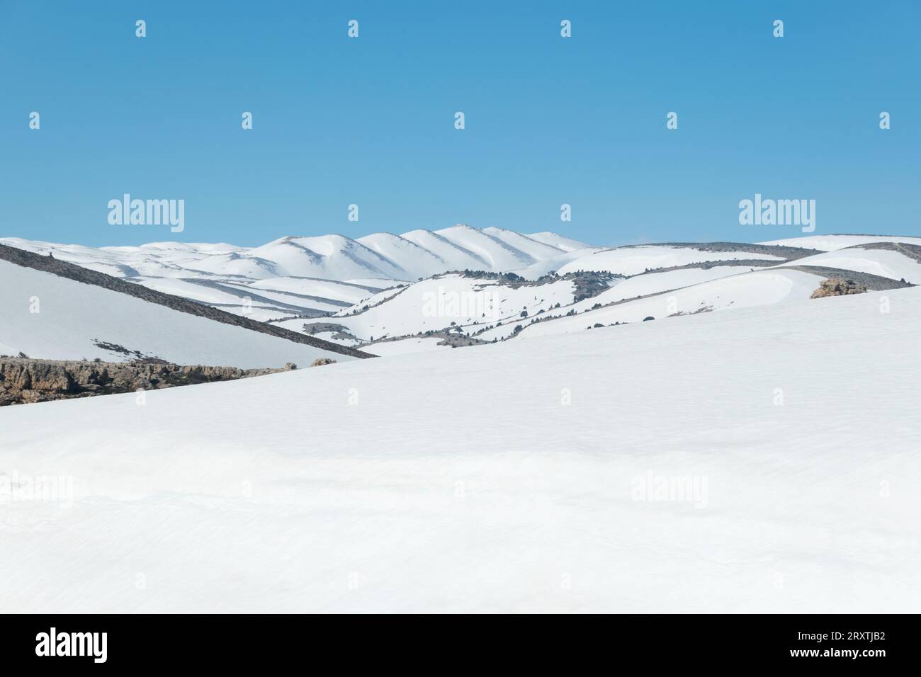 Schneebedeckte Berge im Libanon Stockfoto