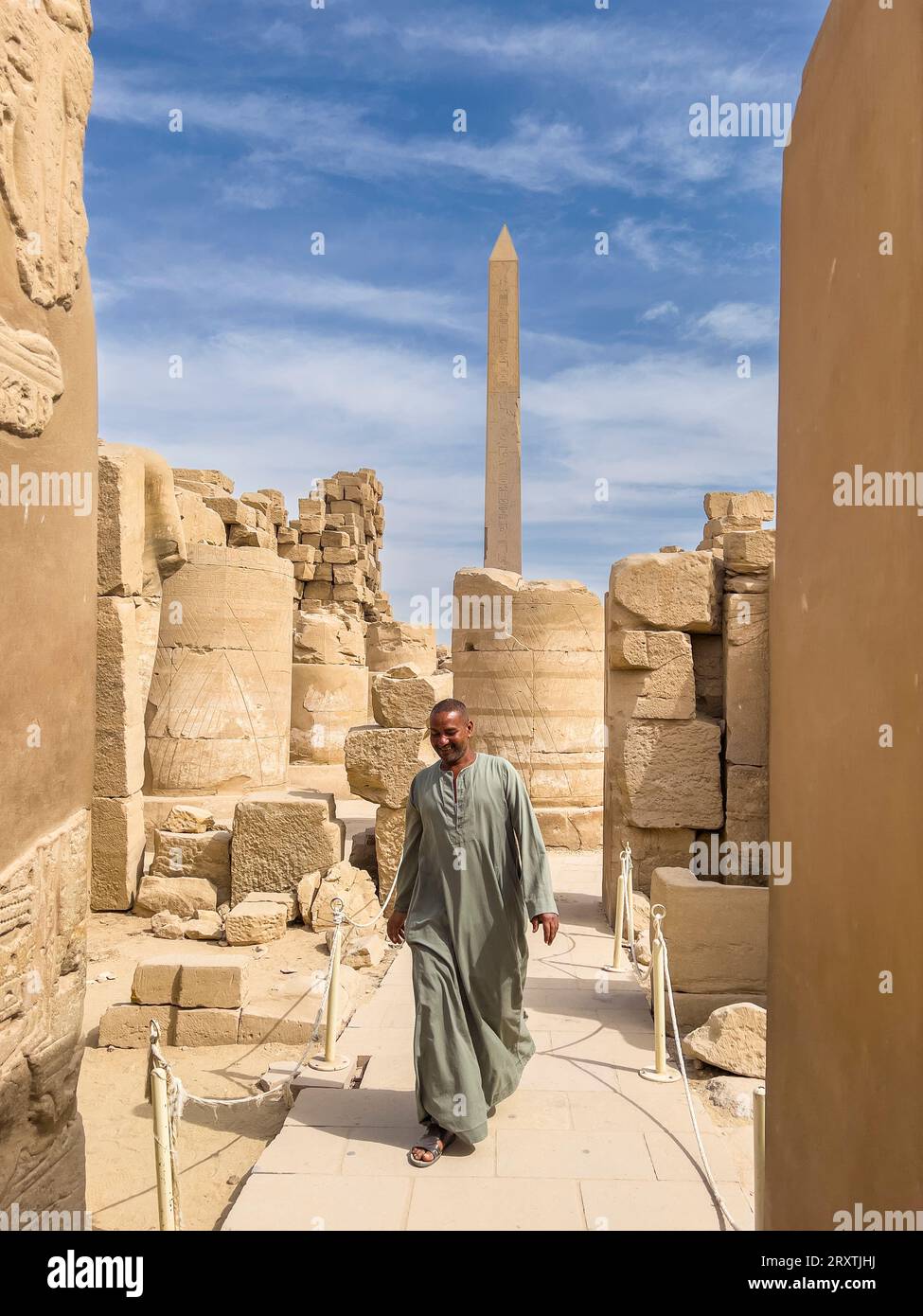 Karnak Obelisk der Hatschepsut, Karnak Tempelkomplex, umfasst eine riesige Mischung aus Tempeln, Pylonen und Kapellen, UNESCO, in der Nähe von Luxor, Theben Stockfoto