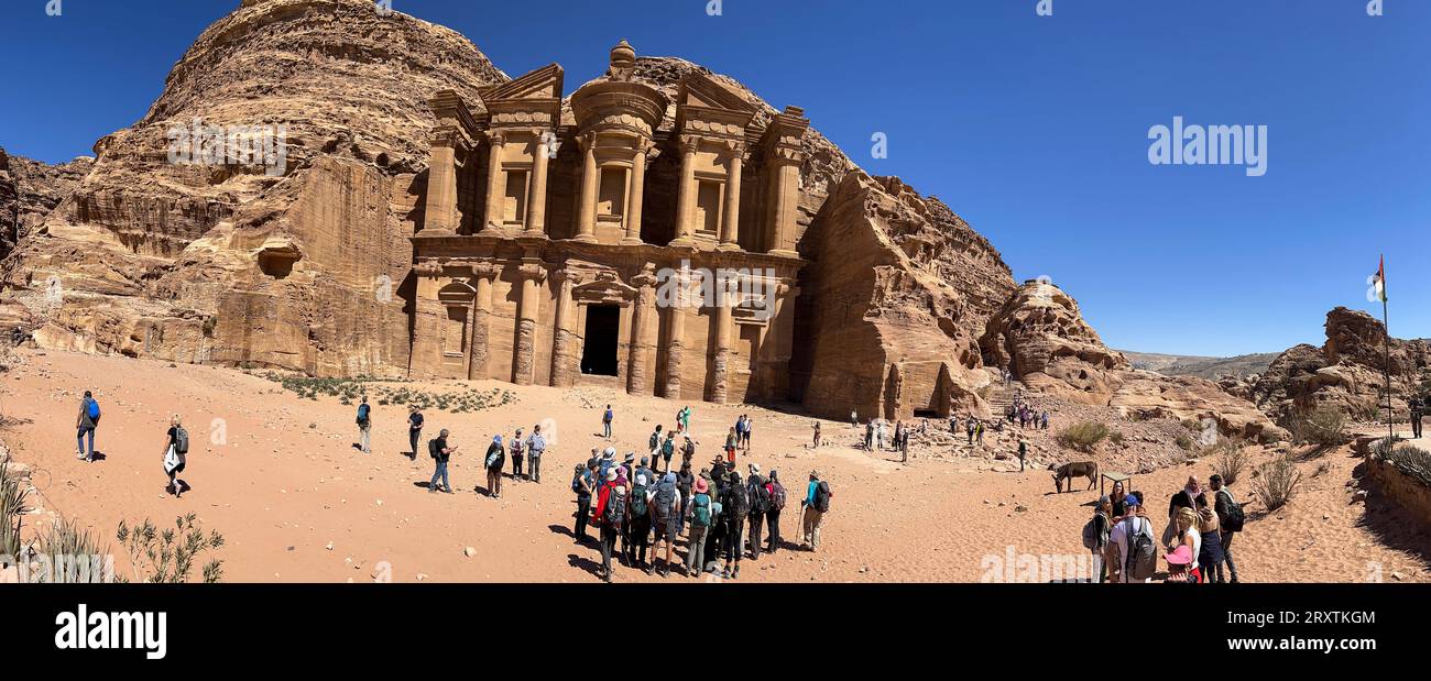 Petra Kloster (Al Dayr), Petra Archäologischer Park, UNESCO-Weltkulturerbe, eines der neuen sieben Weltwunder, Petra, Jordanien Stockfoto