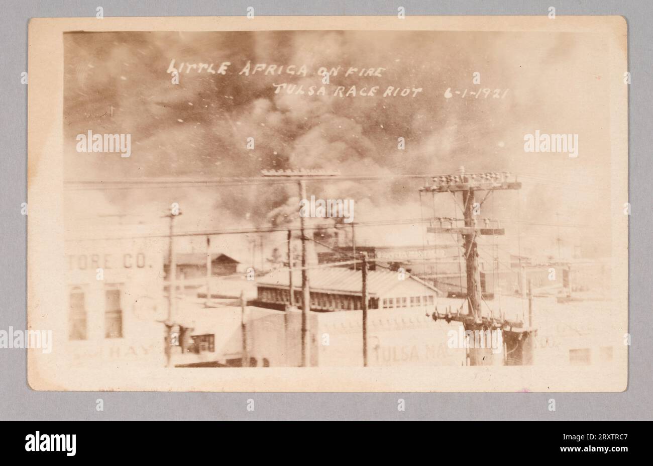 Little Africa on Fire (Tulsa Race Riot 6-1-1921) 1921 Stockfoto