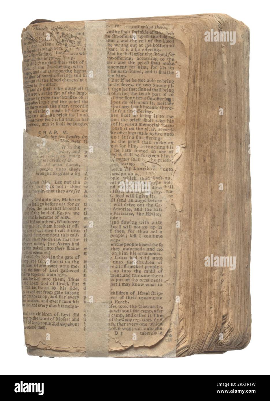 Eine kleine Bibel, ohne Titelseite. Titelseite: Leviticus 4:32 bis Leviticus 6:2 Stockfoto