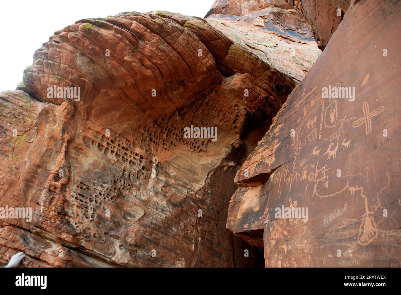 Petroglyphen, Valley of Fire, bei Las Vegas, Nevada, Vereinigte Staaten von Amerika, Nordamerika Stockfoto