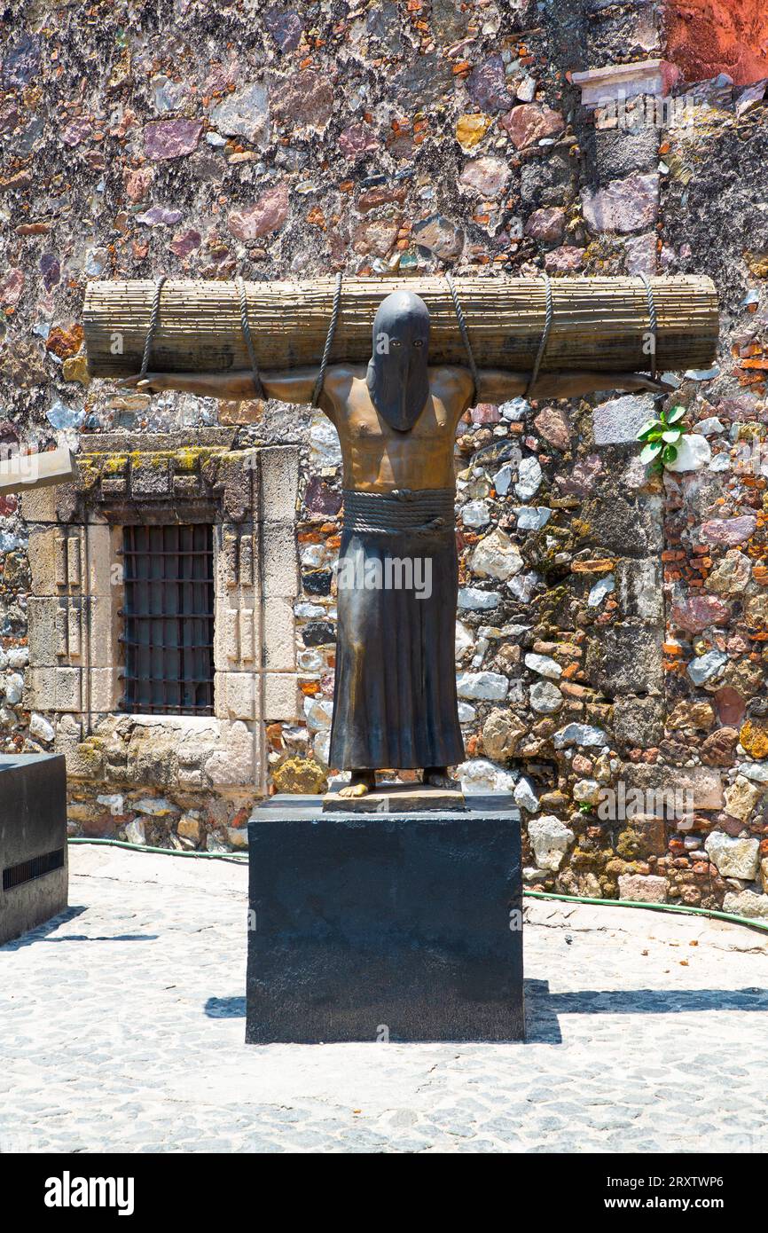 Religiöse Statue des Bußgelehrten, ehemaliges Kloster von San Bernardino de Siena, Taxco, Guerrero, Mexiko, Nordamerika Stockfoto
