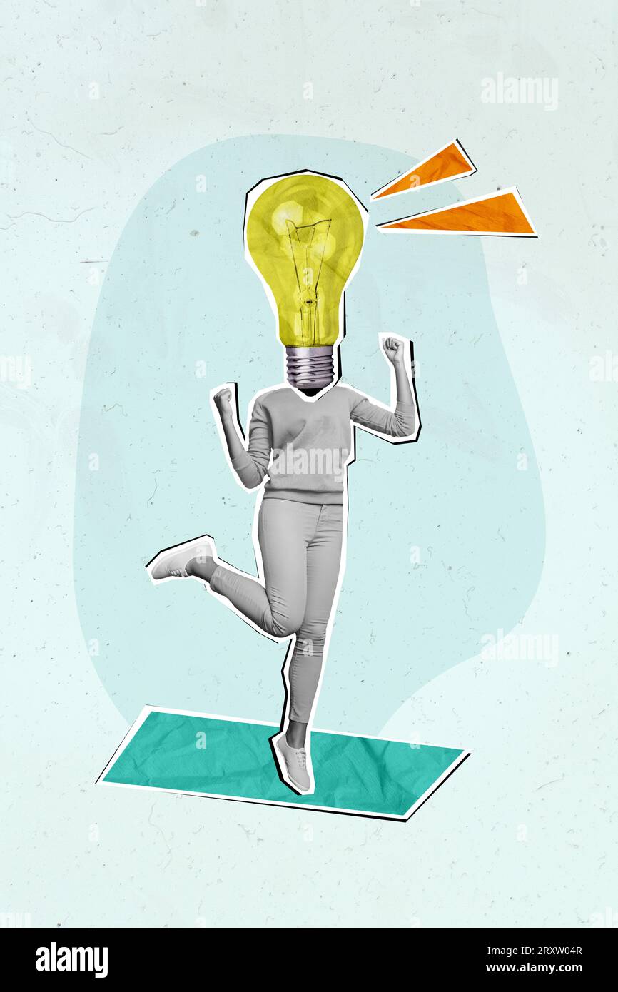 Vorlage kreative Zeichnung Collage von Geschäftsmann mit Glühbirne