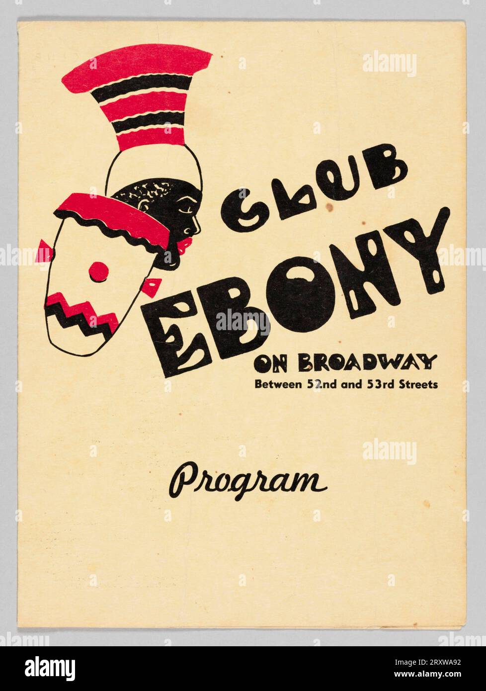 Programm für Club Ebony 1947-1948 Stockfoto