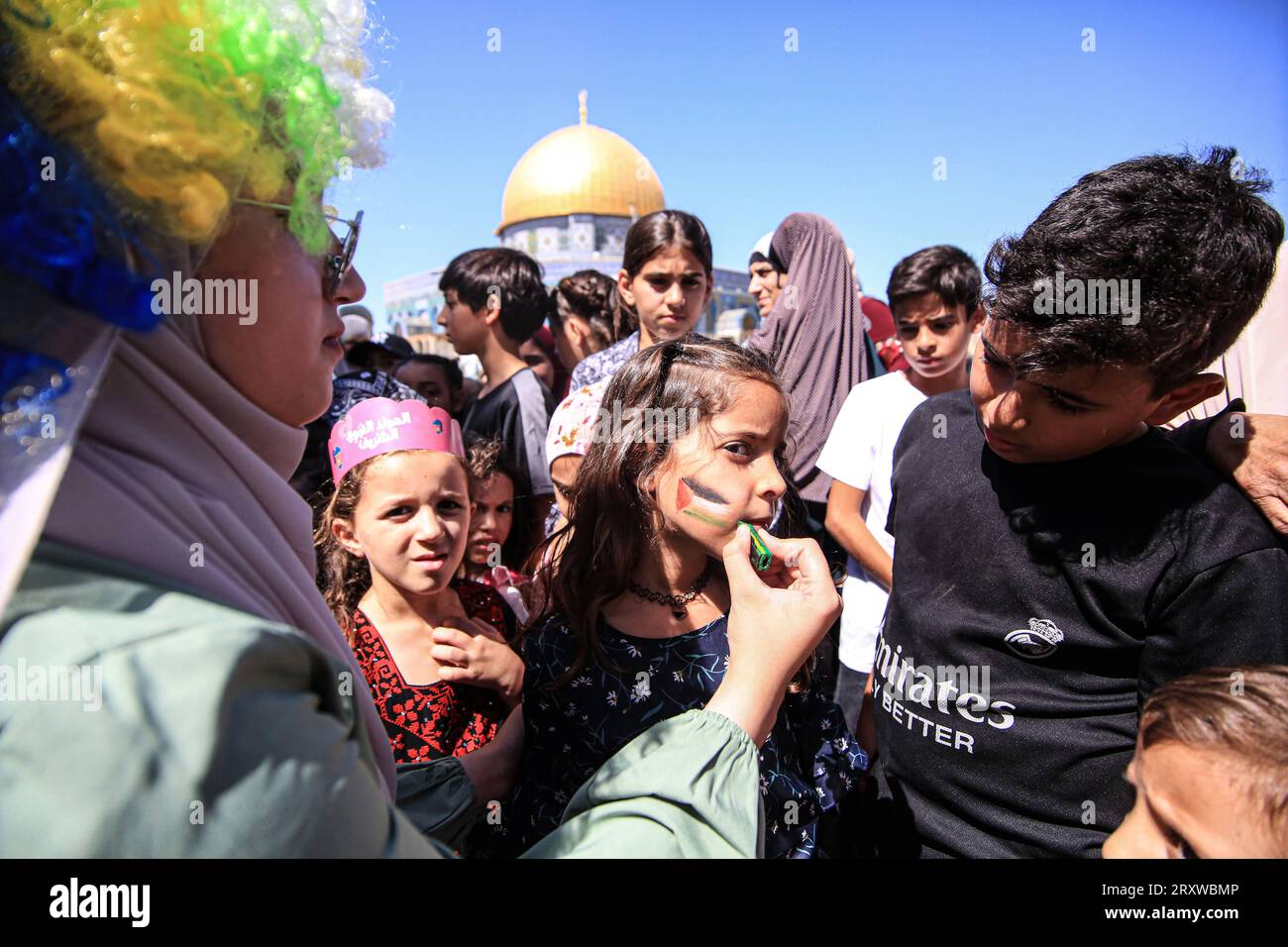Mawlid alNabi in Jerusalem die Palästinenser versammeln sich, um der