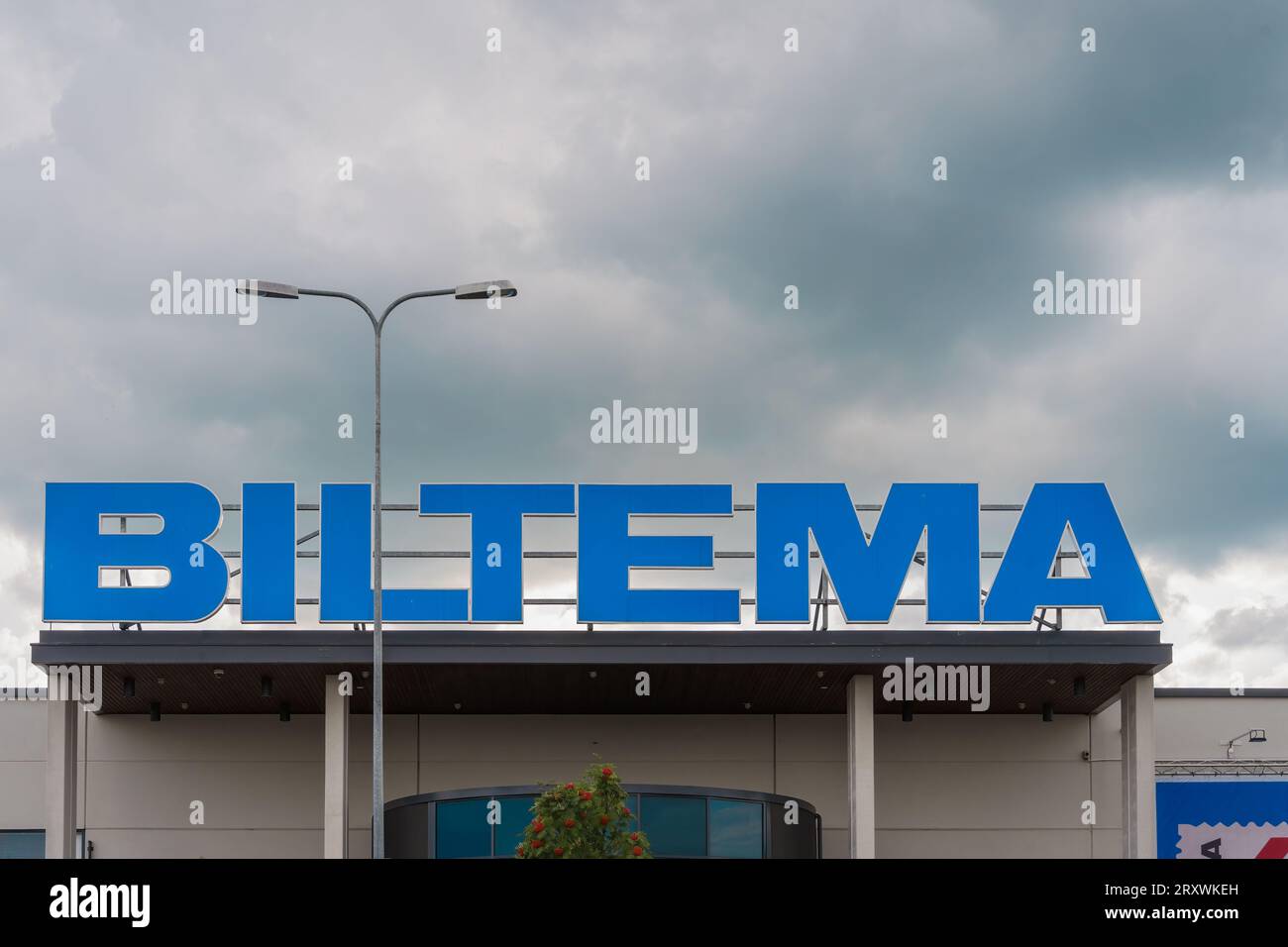 Biltema-Geschäft schließen in Lahti, Finnland. Juli 30, 2023. Stockfoto