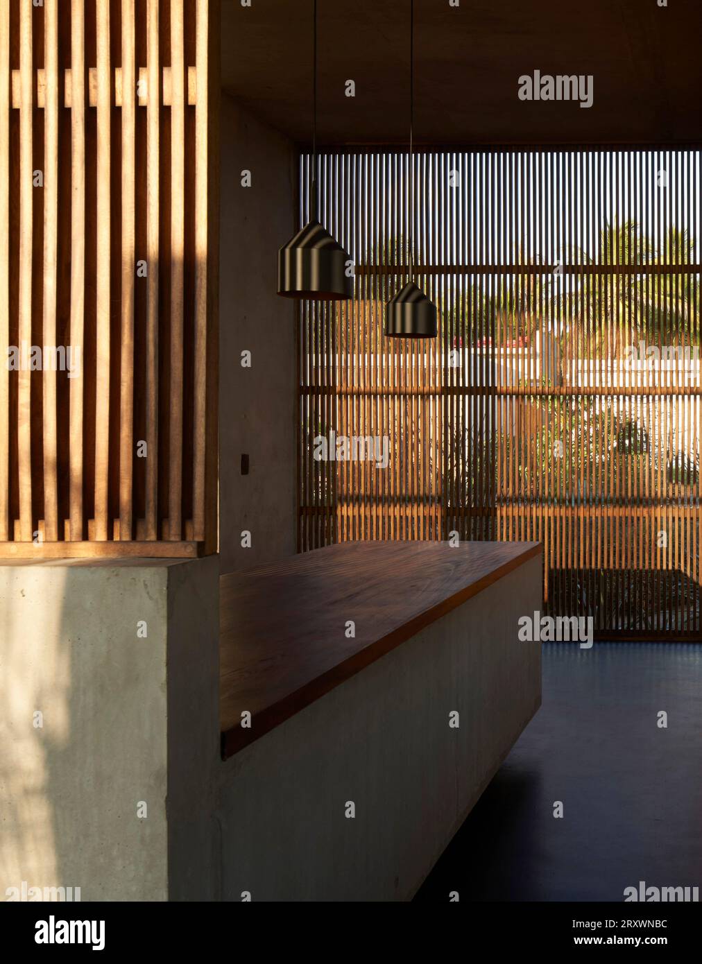 Innenausstattung im Haupthaus. Casa Leria, Puerto Escindido, Mexiko. Architekt: TAC Taller Alberto Calleja, 2023. Stockfoto