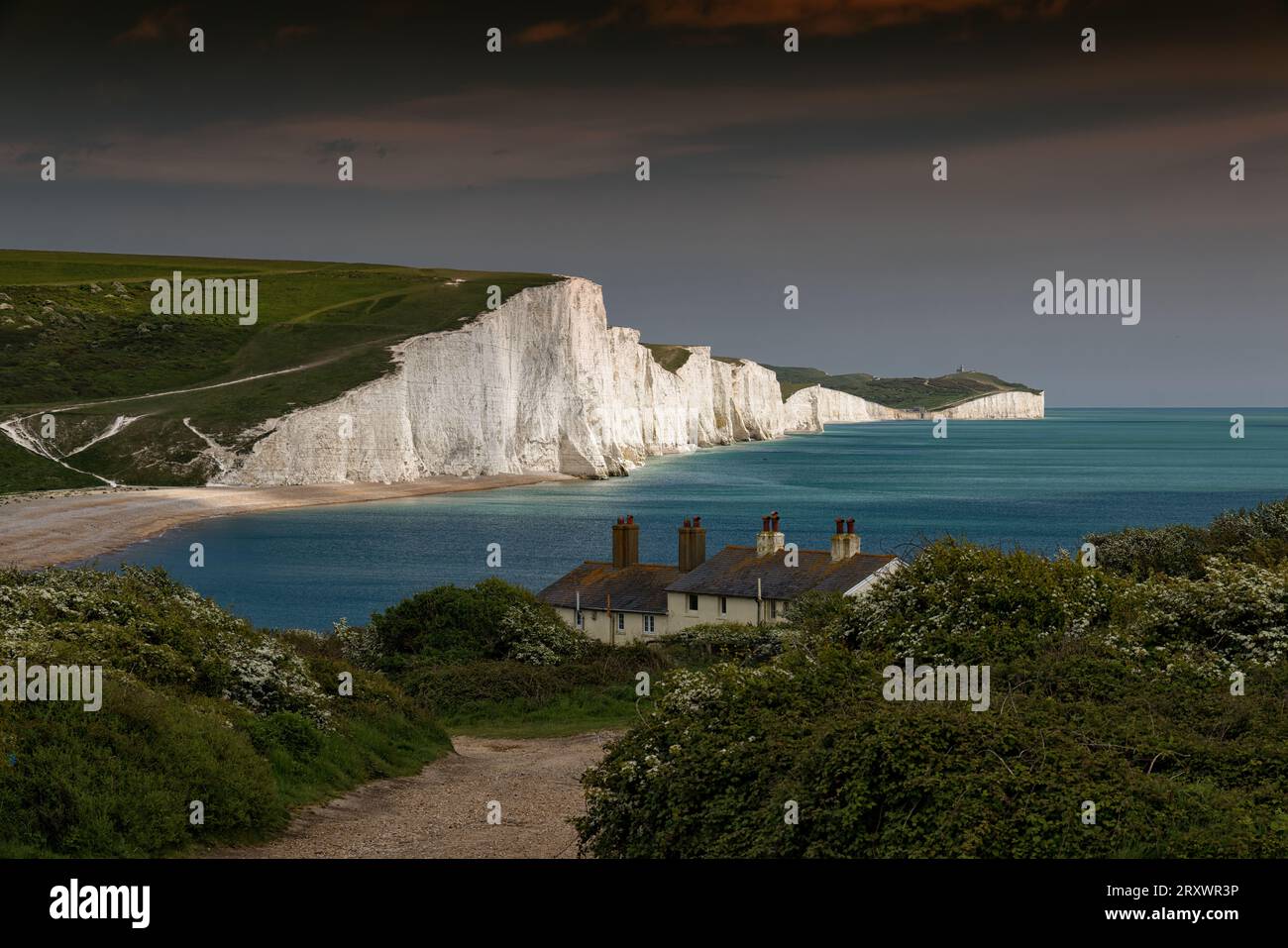 Die Sieben Schwestern Chalk Cliffs East Sussex England Großbritannien Stockfoto