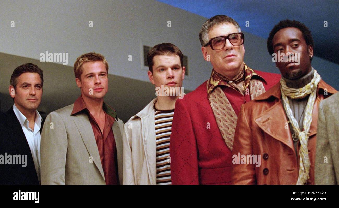 OCEAN's ELEVEN 2001 Warner Bros. Bilder von links: George Clooney, Brad Pitt, Matt Damon, Elliott Gould, Don Cheadle Stockfoto