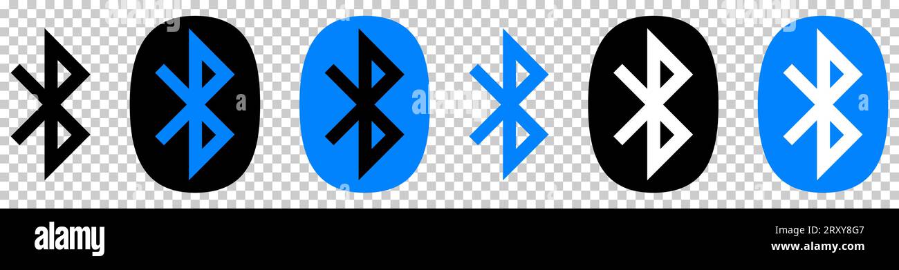 Bluetooth-Symbole festgelegt. Design kann für Web- und mobile Apps verwendet werden. Vektorillustration isoliert auf transparentem Hintergrund Stock Vektor