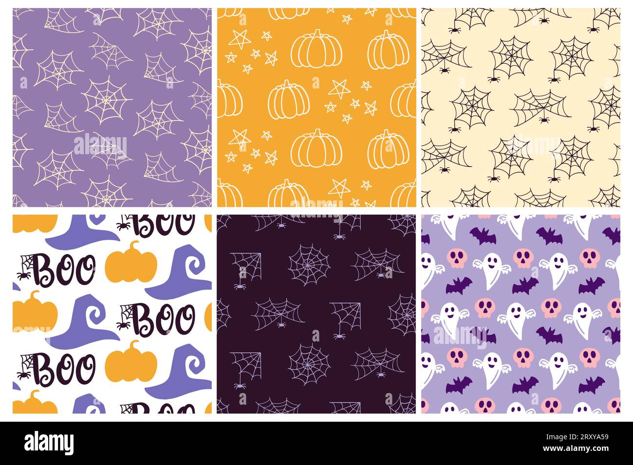 Halloween Niedlichen Vektor Nahtloses Muster Textur Set Stock Vektor